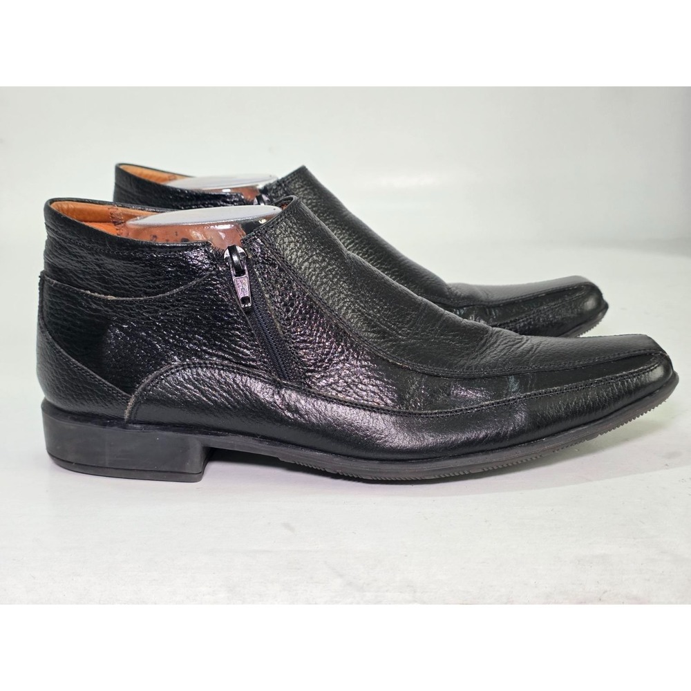 Calzado Porrelli Men's Boots Size 7 - 7.5 Black Leather Ankle Dress‎ Zip Shoes